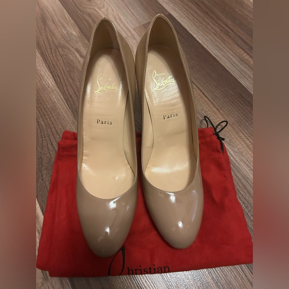 Christian Louboutin Red and Tan Sole Heels